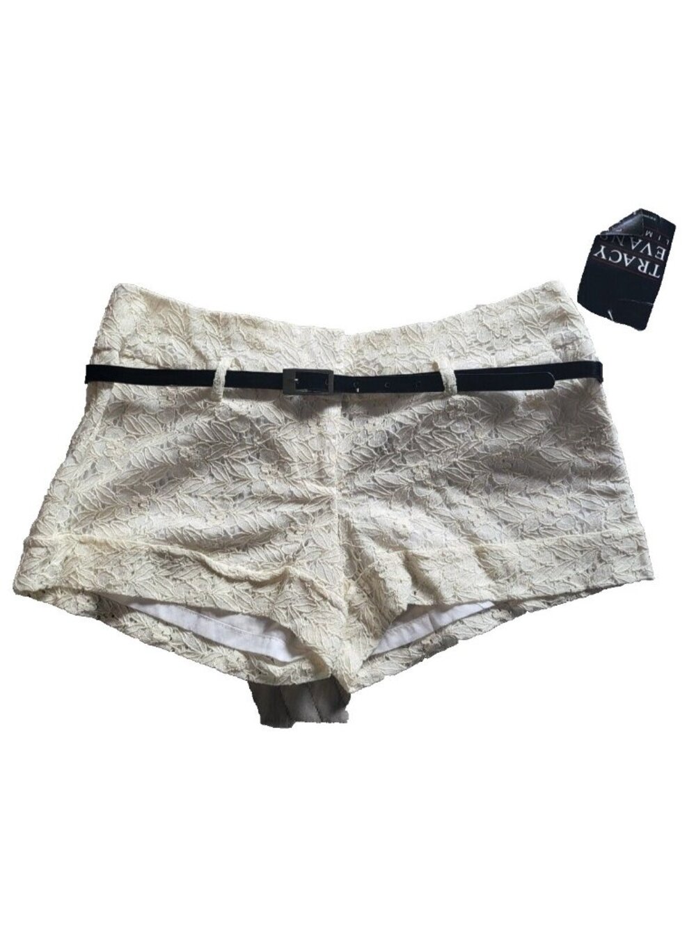 NWT Tracy Evans Lace Shorts Belt 5 Ivory Floral Belted Coquette Festival Y2K